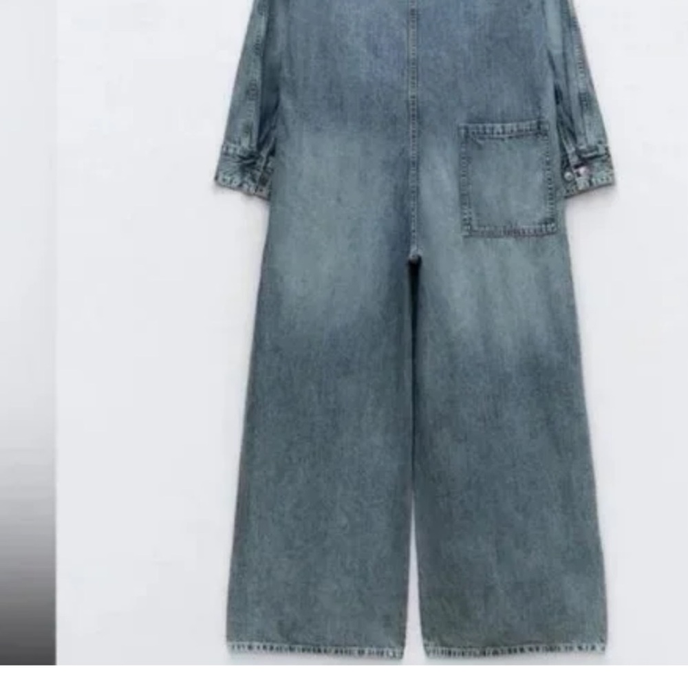 Zara  Denim Wide-Leg Jumpsuit Zara